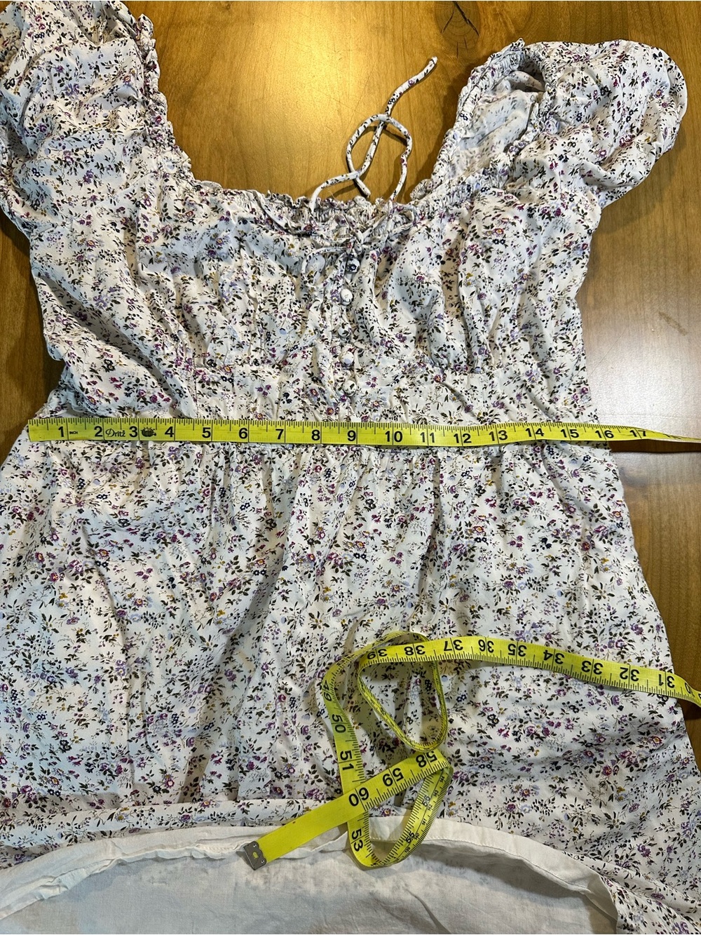 J.Crew Floral Puff Sleeve Smocked Mini Dress Ivory Purple Size 12 - Picture 6 of 11
